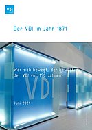 Innenaufnahme im Foyer des VDI-Hauses mit beleuchteten VDI-Logos in Blau-Türkis